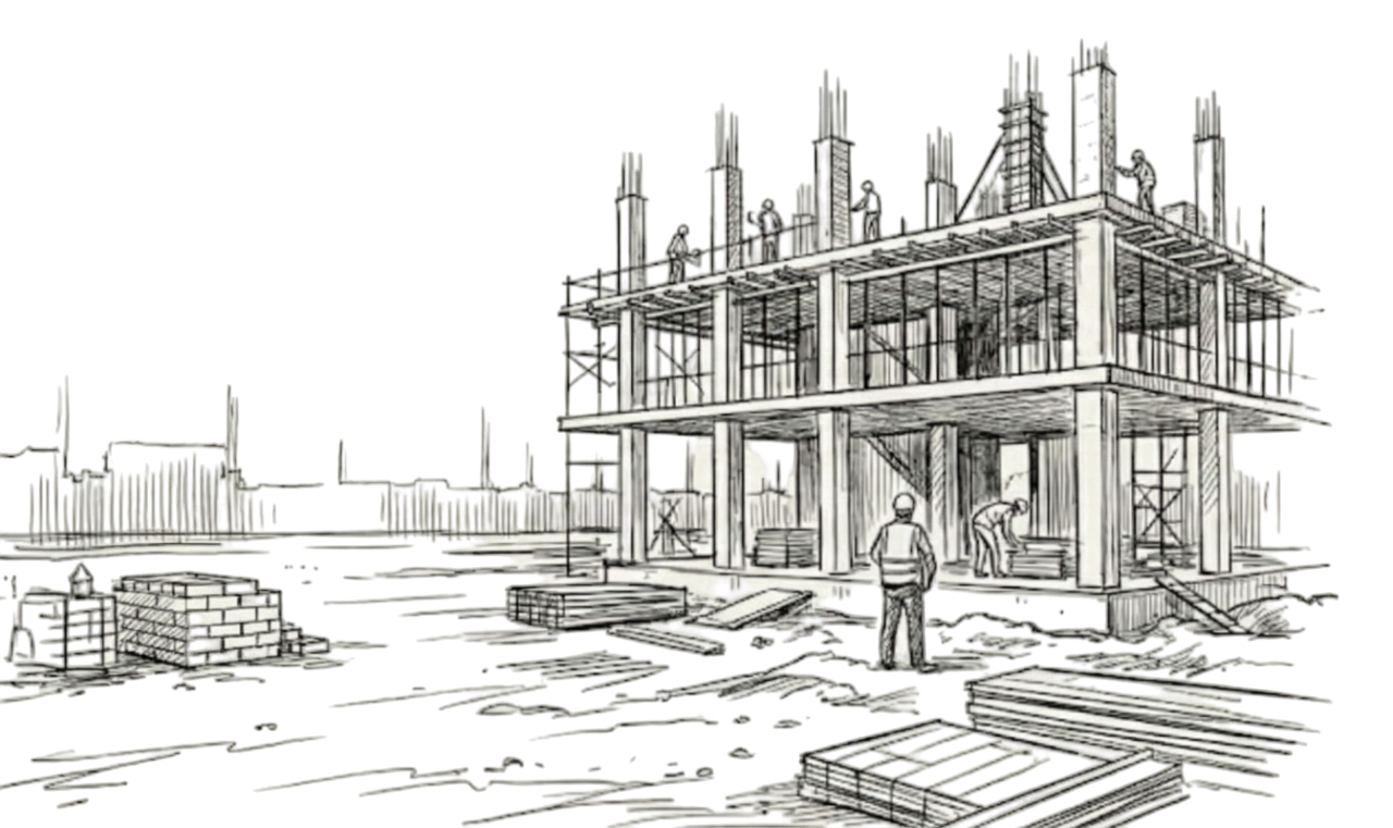 Chaos lines representing construction challenges